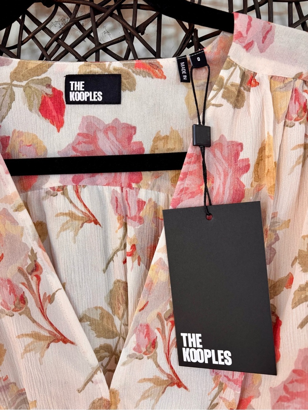 THE KOOPLES English Roses Floral Sheer Tie Front Silk Blouse NWT French Luxury - Picture 11 of 13